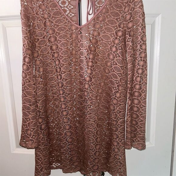 Green Envelope Other - Green Envelope Pink Lace Bell Sleeve Swim Cover Up Women's Size L